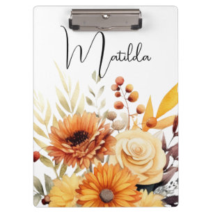 Personalisierte Aquarell-Blumen Klemmbrett