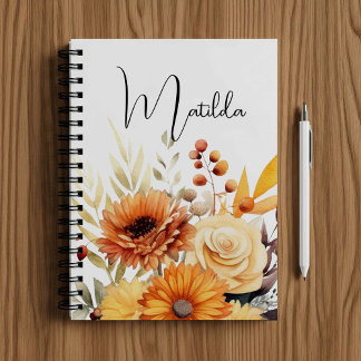 Personalisierte Aquarell-Blumen Notizblock
