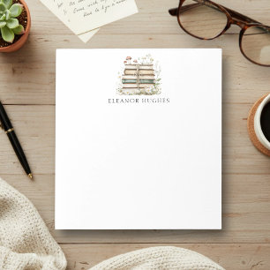 Personalisierte Aquarell-Blumen-Vintage-Bücher Notizblock