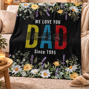 Personalisierte Aquarell-Blumen zum Vatertag Fleecedecke