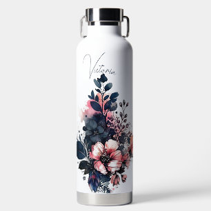 Personalisierte Aquarell-Blumenmotive Trinkflasche
