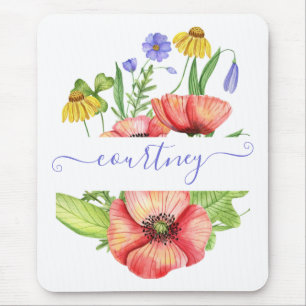 Personalisierte Aquarell-Frühlingsblumen  Mousepad