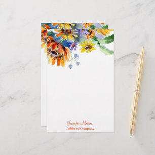 Personalisierte Aquarell-Gänseblümchen Briefpapier