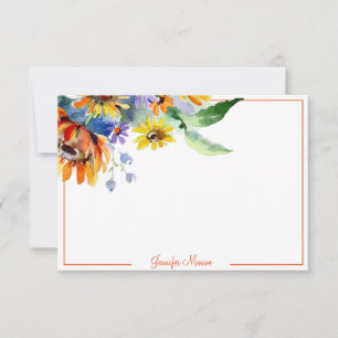 Personalisierte Aquarell-Gänseblümchen Mitteilungskarte