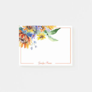 Personalisierte Aquarell-Gänseblümchen Post-it Klebezettel