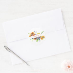 Personalisierte Aquarell-Gänseblümchen Runder Aufkleber