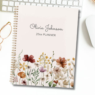 Personalisierte Aquarell-Hübsche-Wildblumen-Blumen Planer