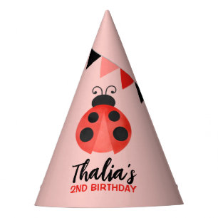 Personalisierte Aquarell-Marienkäfer-Papier-Partyh Partyhütchen