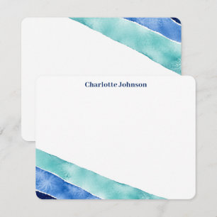 Personalisierte Aquarell-Ozean-Flat Mitteilungskarte