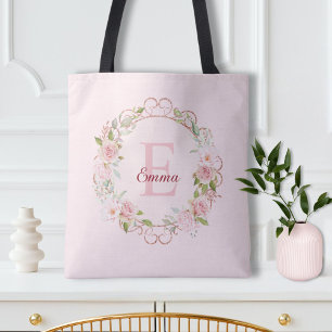 Personalisierte Aquarell-Rosa-Rosen-Blumen Tasche