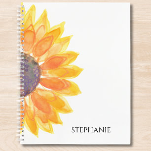 Personalisierte Aquarell-Sonnenblume  Notizbuch