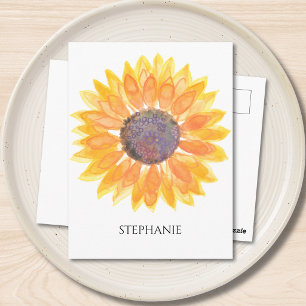 Personalisierte Aquarell-Sonnenblume Postkarte