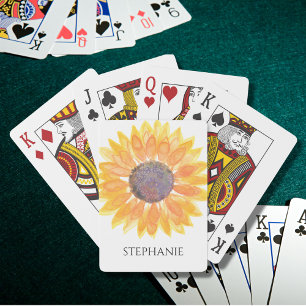 Personalisierte Aquarell-Sonnenblume Spielkarten