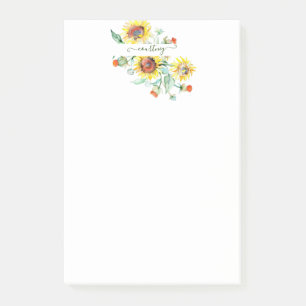 Personalisierte Aquarell-Sonnenblumen    Post-it Klebezettel