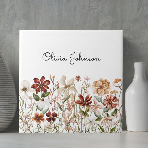 Personalisierte Aquarell-Vintage-Wildblumen-Blumen Fliese