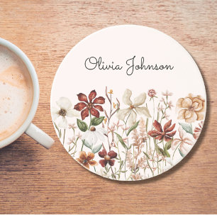 Personalisierte Aquarell-Vintage-Wildblumen-Blumen Getränkeuntersetzer