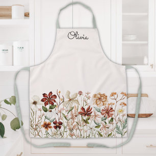 Personalisierte Aquarell-Vintage-Wildblumenwiese Schürze