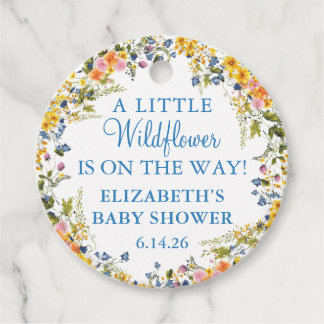 Personalisierte Aquarell-Wildblumen-Baby-Party Geschenkanhänger