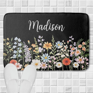 Personalisierte Aquarell-Wildblumen-Blumen Elegant Badematte
