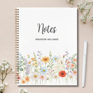 Personalisierte Aquarell-Wildblumen-Blumen Elegant Notizbuch