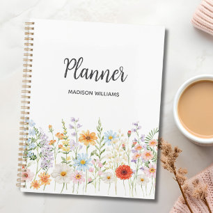 Personalisierte Aquarell-Wildblumen-Blumen Elegant Planer