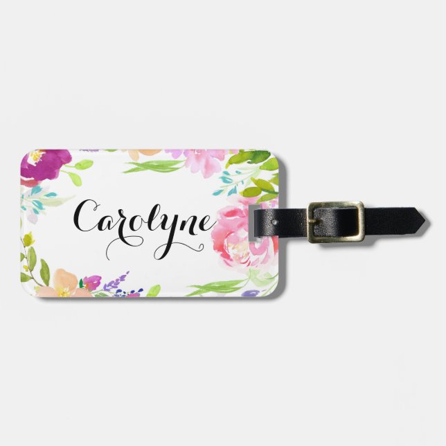 Personalisierte Aquarellbilder Gepäckanhänger (Vorderseite horizontal)