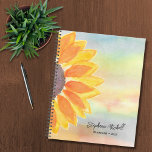 Personalisierte Aquarellblume 2023 Planer<br><div class="desc">Dieser farbenfrohe 2023-Planer ist mit einer gelben Aquarellsonnenblume und einer stilvollen Schriftzeichen-Typografie dekoriert. Einfache Anpassung mit Ihrem Namen und Jahr. Verwenden Sie die Option Weitere anpassen, um die Textgröße, den Stil und die Farbe zu ändern. Weil wir unsere Kunstwerke erstellen, werden Sie dieses exakte Bild von anderen Designern nicht finden....</div>