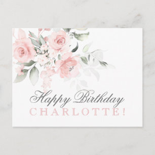 PERSONALISIERTE Aquarellblume am GEBURTSTAG Postkarte