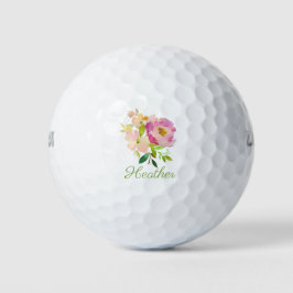 Personalisierte Aquarellblume Golfball