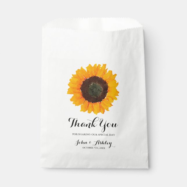 Personalisierte Aquarellblume Hochzeit im Herbst Geschenktütchen (Vorderseite)