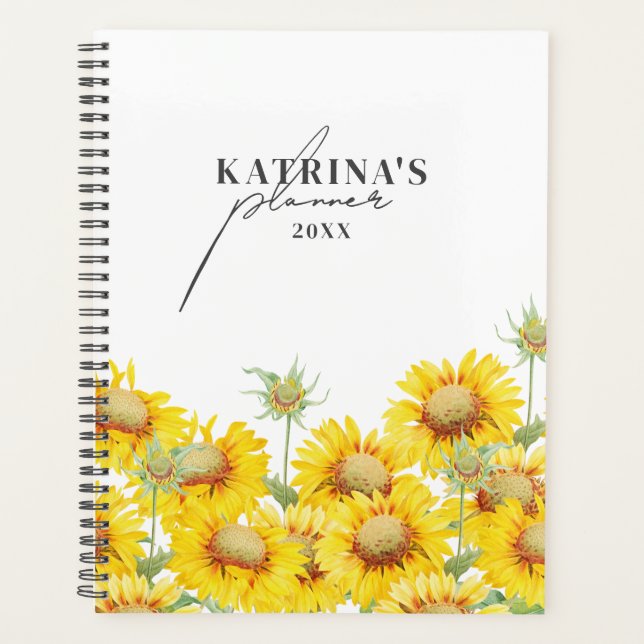 Personalisierte Aquarellblumen-Skript Planer (Vorderseite)
