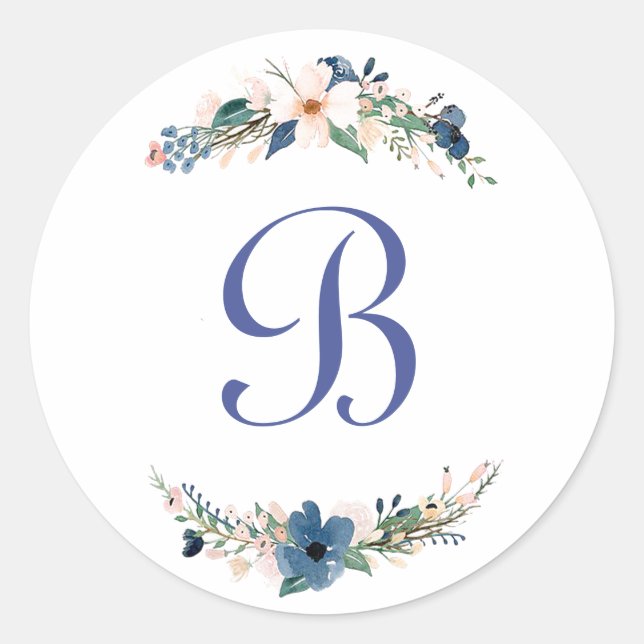 Personalisierte Aquarellblüte Runder Aufkleber (Vorderseite)
