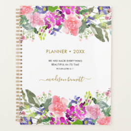 Personalisierte Aquarellblütenblume Verse Planer
