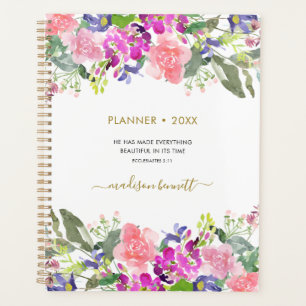 Personalisierte Aquarellblütenblume Verse Planer