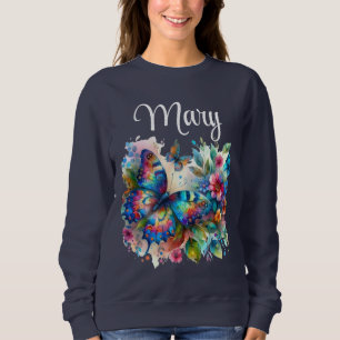 Personalisierte Aquarellbutterfly Blume Sweatshirt