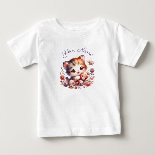 Personalisierte Aquarellfarbe - Kittname Baby T-shirt (Vorderseite)
