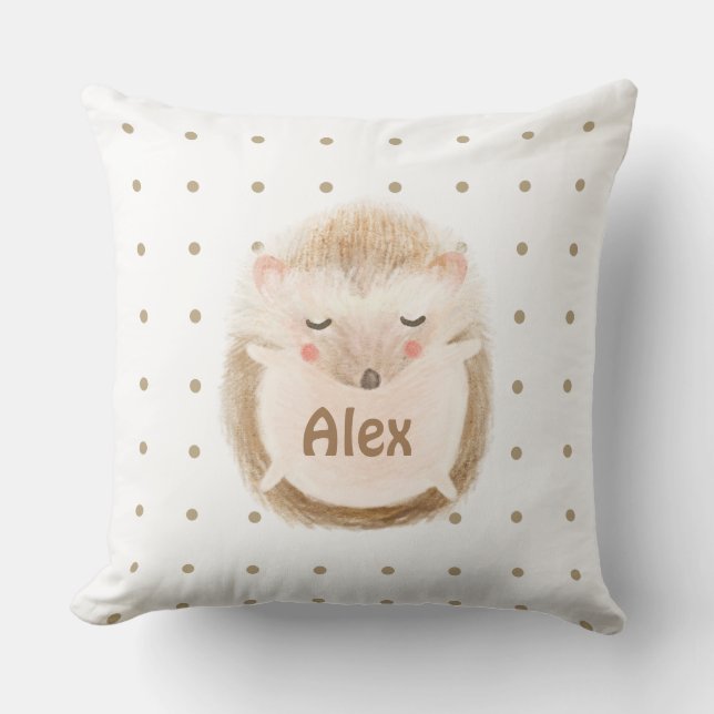 Personalisierte Aquarellfarbe niedlicher Igel Kind Kissen (Vorderseite)