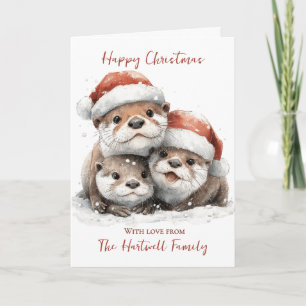 Personalisierte Aquarellfarbe Otter Weihnachten