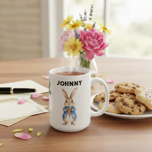 Personalisierte Aquarellfarbe Peter Rabbit Name Ki Kaffeetasse