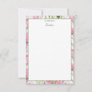 Personalisierte Aquarellfarbe Rosa Rosenknospe Dankeskarte