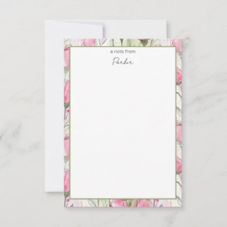 Personalisierte Aquarellfarbe Rosa Rosenknospe Dankeskarte