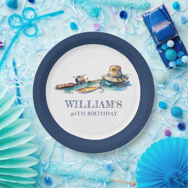 Personalisierte Aquarellfarbe zum Geburtstag Pappteller (Party)
