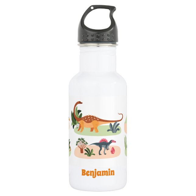 Personalisierte Aquarellfarben - Dinosaurier Stain Edelstahlflasche (Vorderseite)