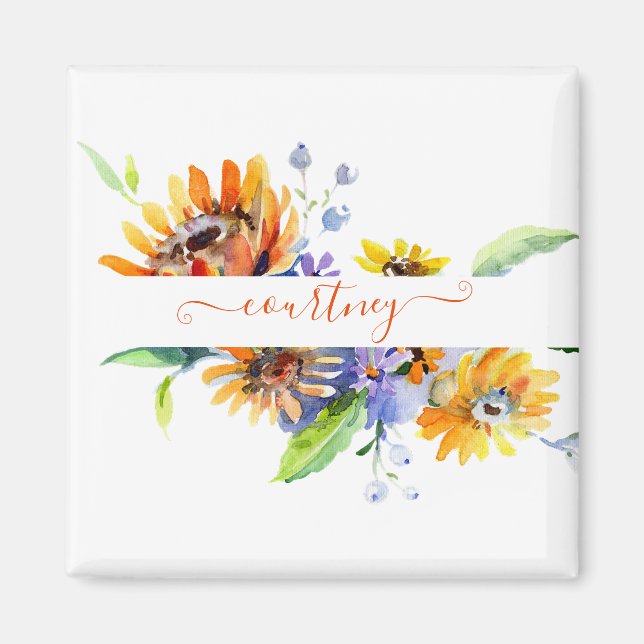 Personalisierte Aquarellfarben Magnet (Vorne)