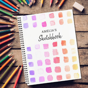 Personalisierte Aquarellfarben - Regenbogenfarben  Notizbuch
