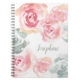 Personalisierte Aquarellfarben-Rose Blume gürten Notizblock