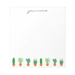 Personalisierte Aquarellfarben-Sukkulturen Boho Notizblock