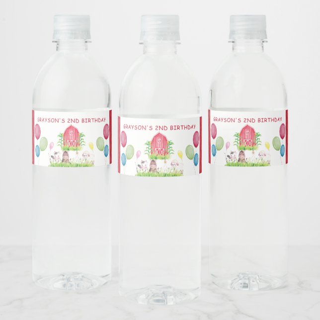 Personalisierte Aquarellfarm Geburtstag (Flaschen)