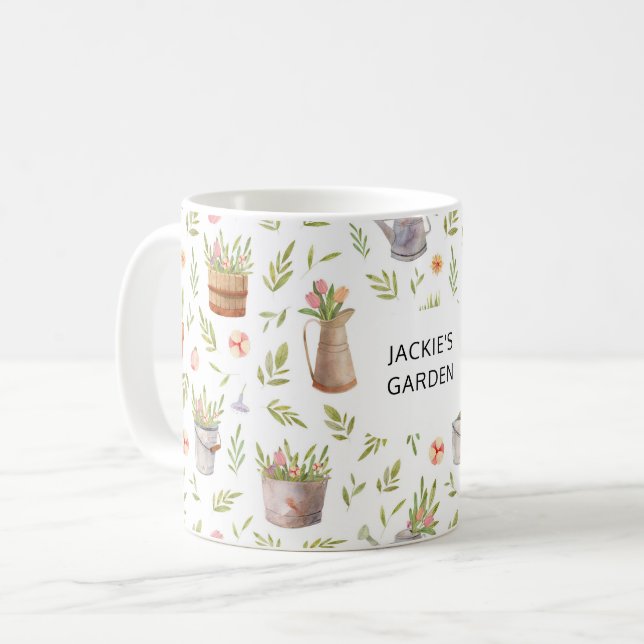 Personalisierte Aquarellgartenarbeiten Kaffeetasse (Vorderseite Links)