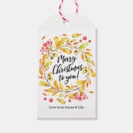 Personalisierte Aquarellkränze Weihnachtsgeschenk- Geschenkanhänger